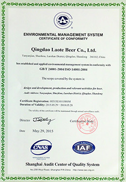 2015 Environmental Management System Certificate in English