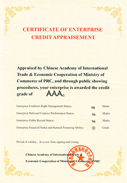 Business Credit Assessment Certificate - English
