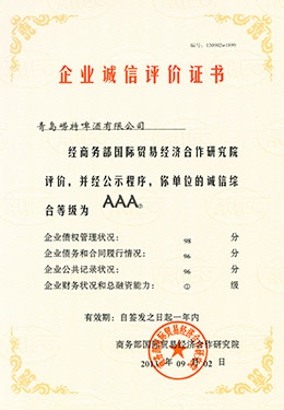Enterprise credit appraisal certificate - Chinese